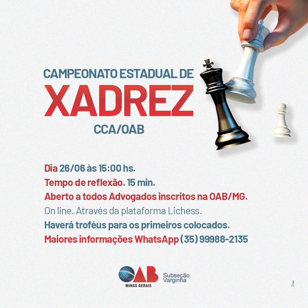 Campeonato Estadual de Xadrez. Participe!