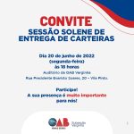 Mais uma Sessão Solene de entrega de carteiras será realizada pela OAB Varginha