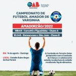 Comissões do Terceiro Setor e da Criança e do Adolescente arrecadarão alimentos no Campeonato de Futebol Amador de Varginha – AMADORZÃO/2022. Participe!