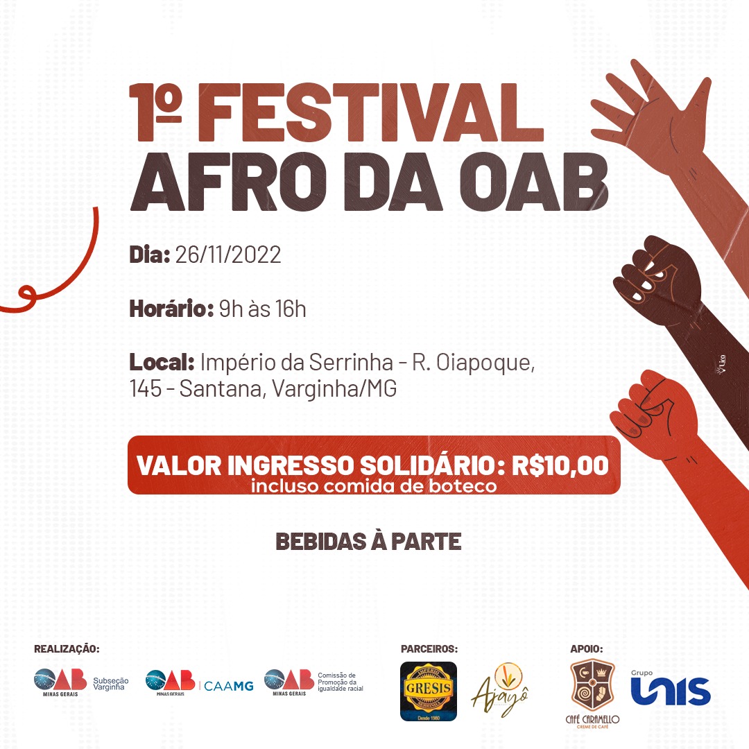 A OAB Varginha promoverá o 1º Festival Afro da OAB