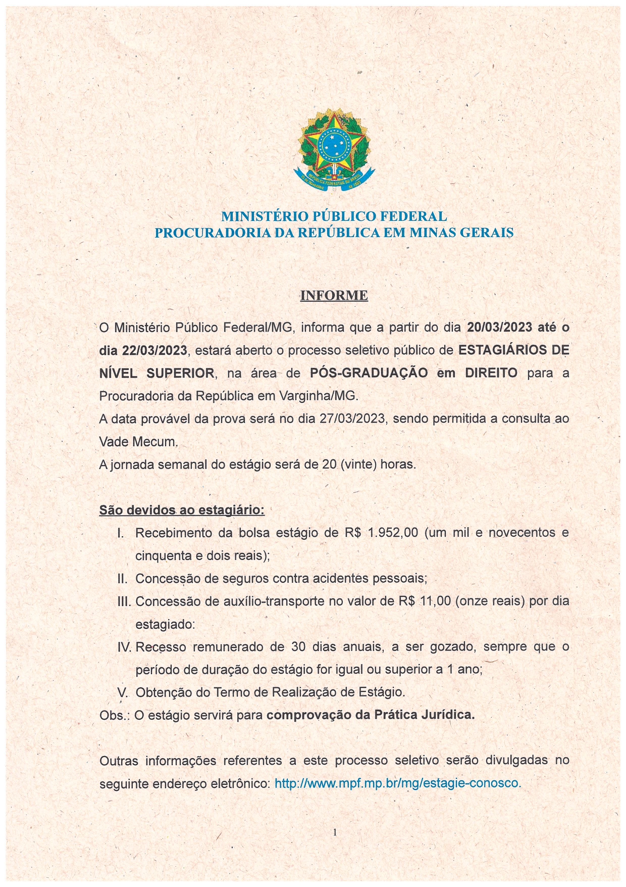 MPF na 4ª Região abre 2º processo seletivo para estágio em 2023, com vagas  em Direito — Procuradoria Regional da República da 4ª Região