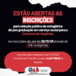 Seleção Pública de Estagiários de Pós Graduação em Serviço Social para a Comarca de Varginha