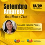 Palestra: Setembro Amarelo, Mês de Conscientização da Saúde Mental. Inscrições abertas!