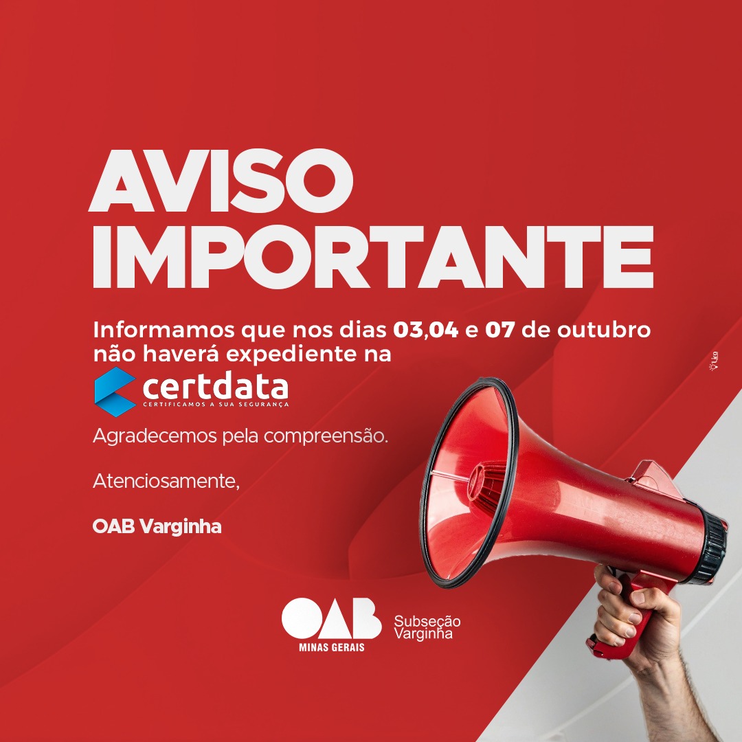 Aviso importante – Certdata