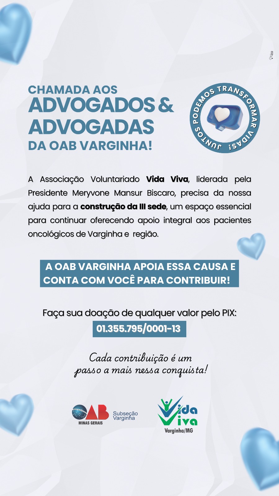 Chamada aos Advogados e Advogadas da OAB Varginha!