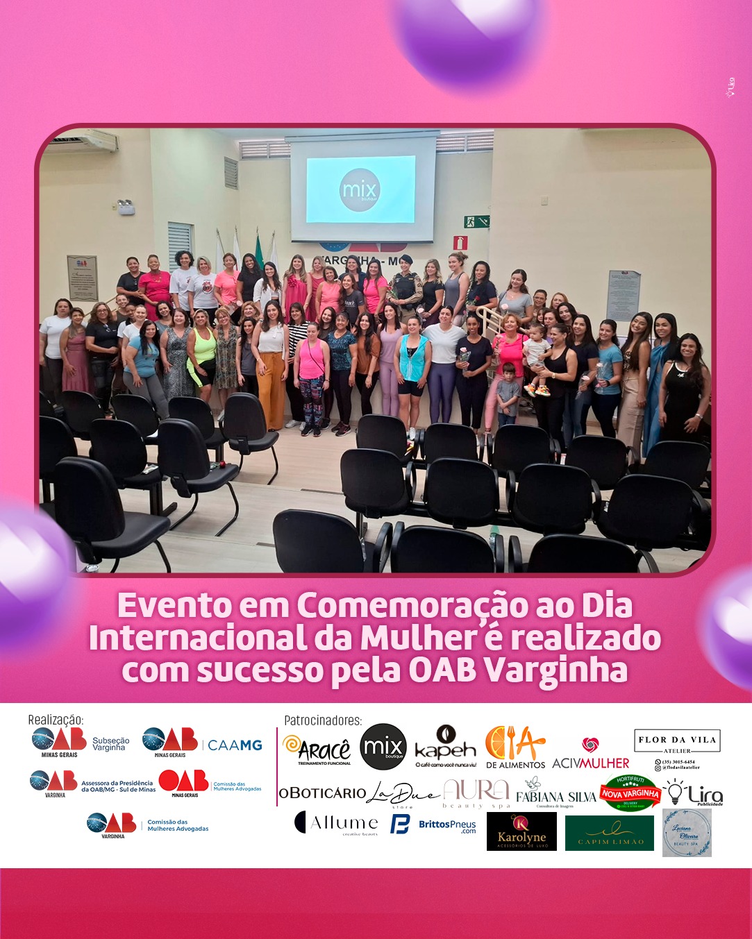 Evento em Comemoração ao Dia Internacional da Mulher é realizado com sucesso pela OAB Varginha