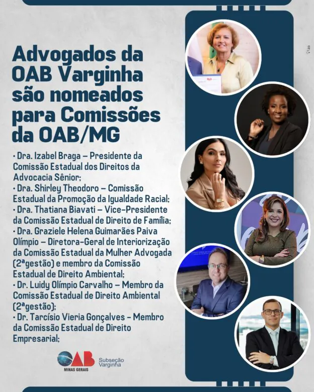 Advogados da OAB Varginha são nomeados para Comissões da OAB/MG