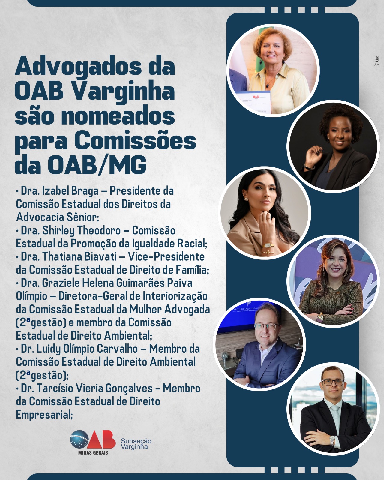 Advogados da OAB Varginha são nomeados para Comissões da OAB/MG