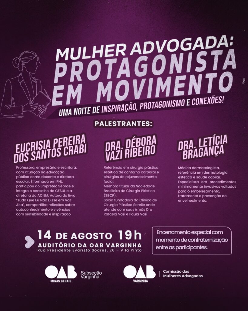 Mulher Advogada: Protagonista em Movimento, inscrições limitadas