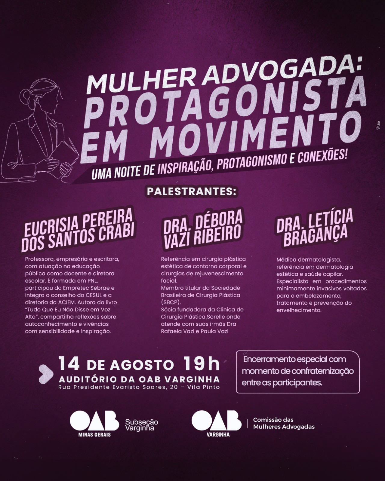 Mulher Advogada: Protagonista em Movimento, inscrições limitadas