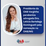 Presidente da OAB Varginha parabeniza advogada pela nomeação na OAB/MG