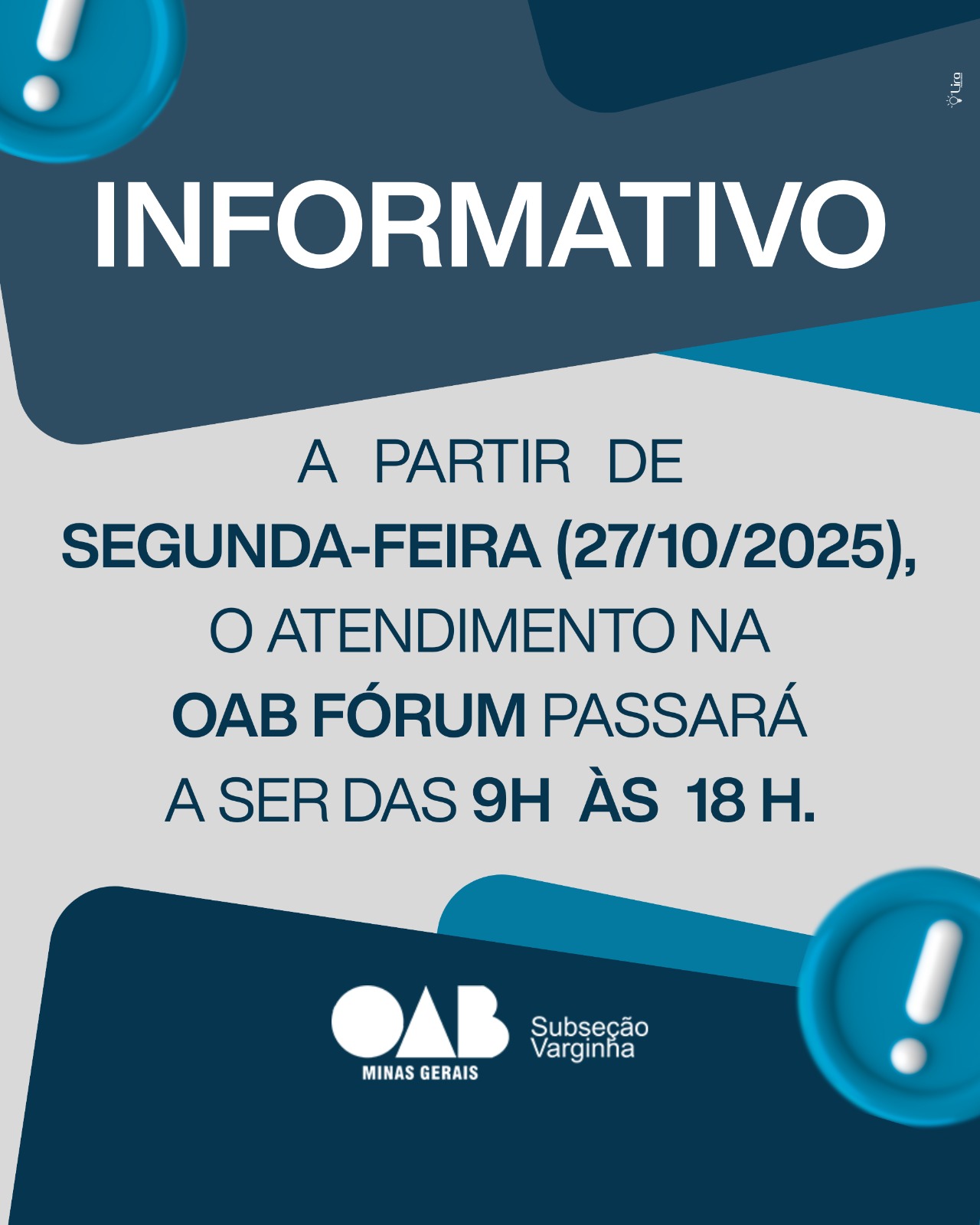 Novo horário de atendimento: OAB Fórum
