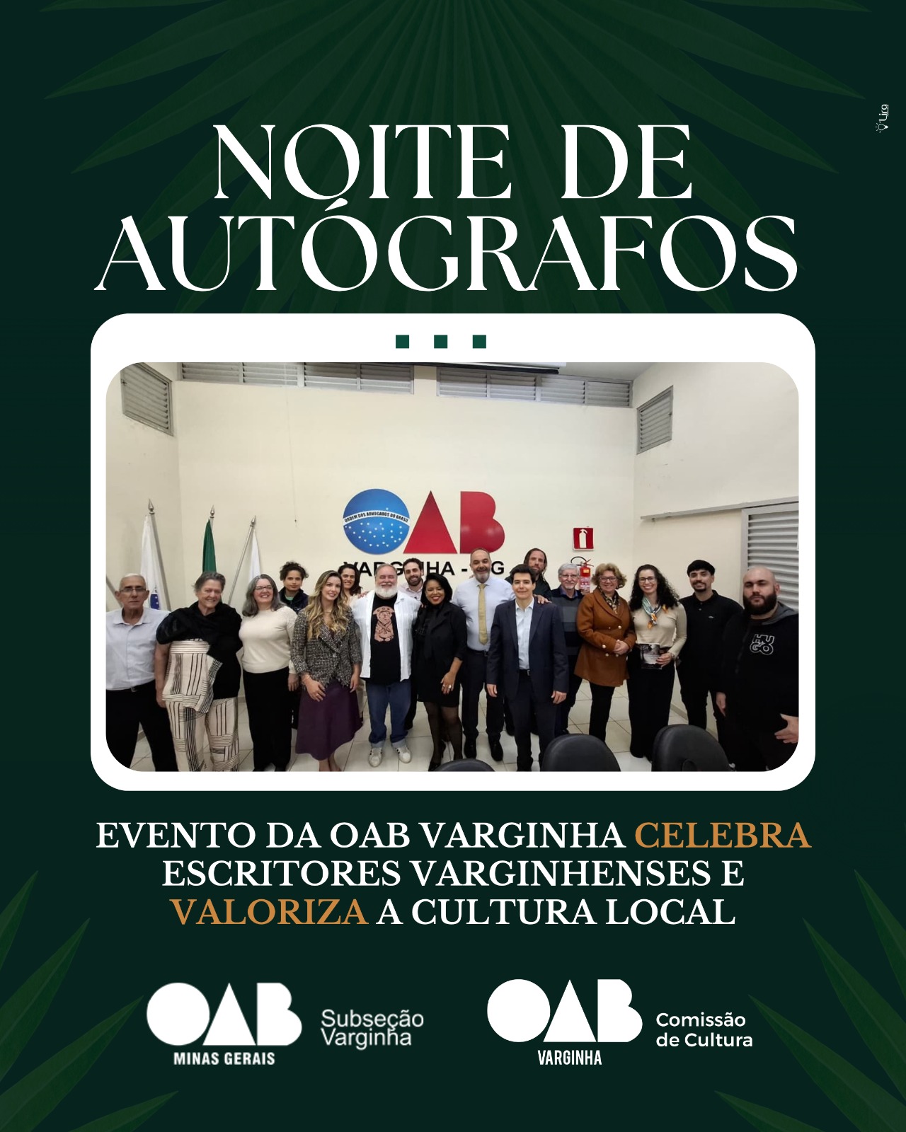 Evento da OAB Varginha celebra escritores varginhenses e valoriza a cultura local