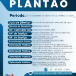 Plantão Forense – Período: 29 de Dezembro de 2025 a 09 de Janeiro de 2026
