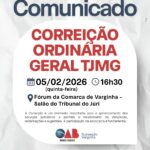 COMUNICADO – CORREIÇÃO ORDINÁRIA GERAL TJMG