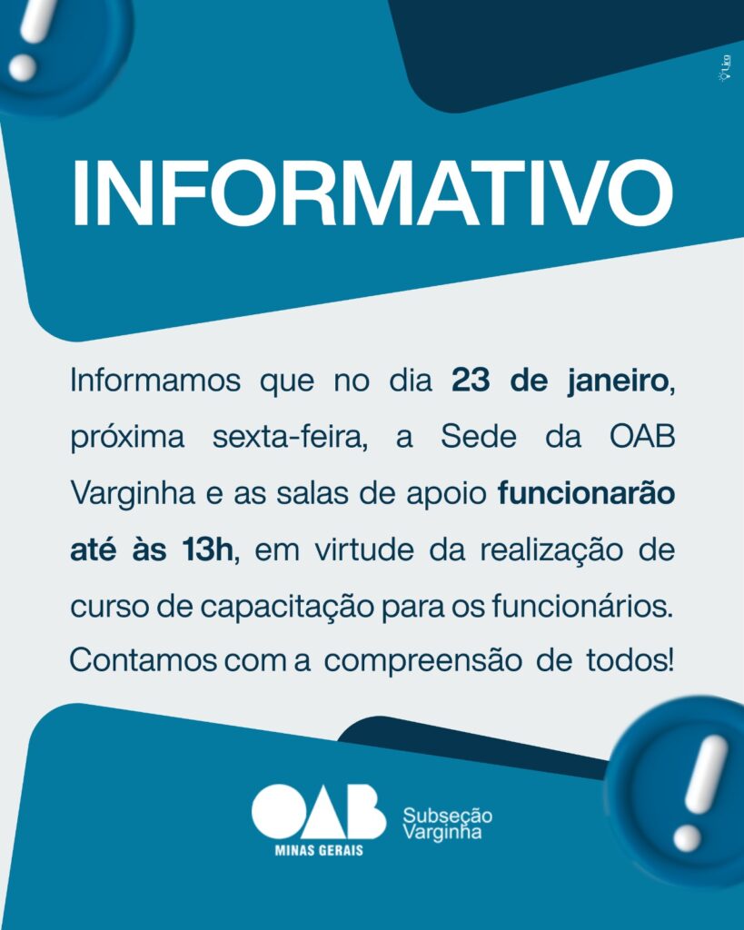 Alteração no horário de funcionamento da Subseção – Dia 23 (sexta-feira)