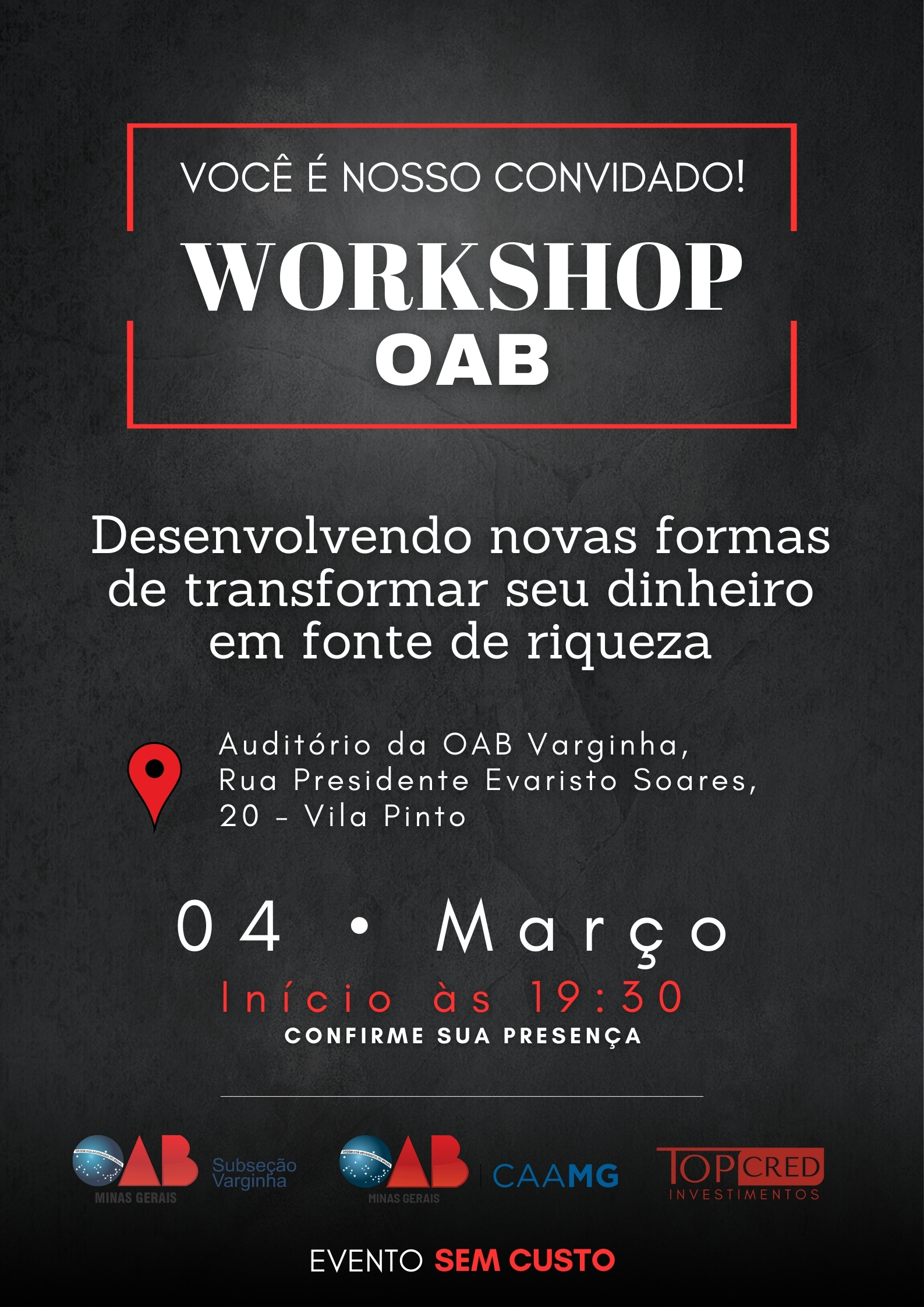 workshop imperdível: Participe!