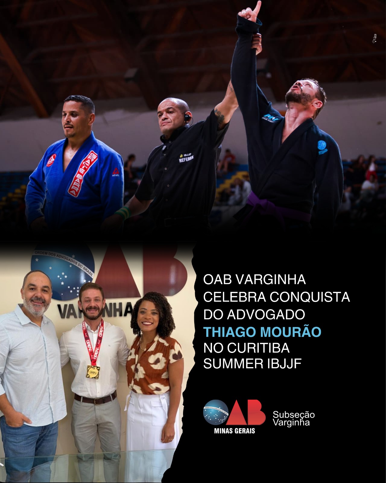 OAB Varginha celebra conquista do advogado Thiago Mourão no Curitiba Summer IBJJF
