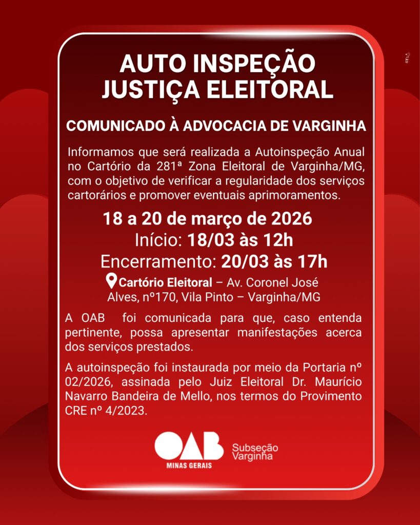 Comunicado à Advocacia de Varginha
