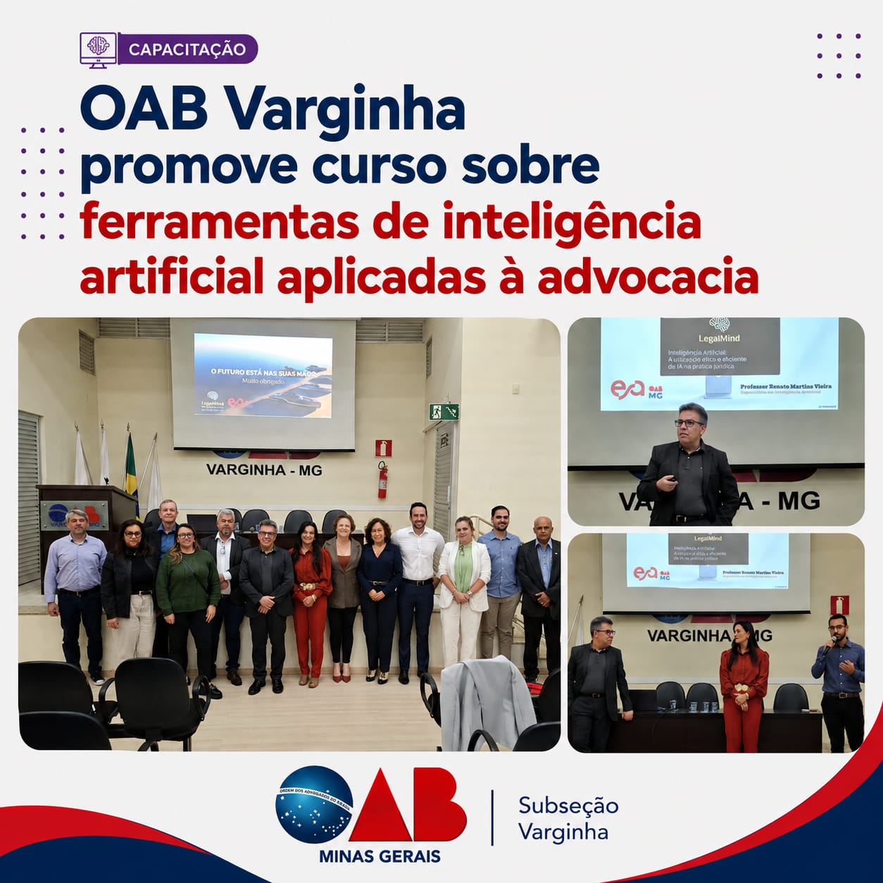 OAB Varginha promove curso sobre ferramentas de inteligência artificial aplicadas à advocacia