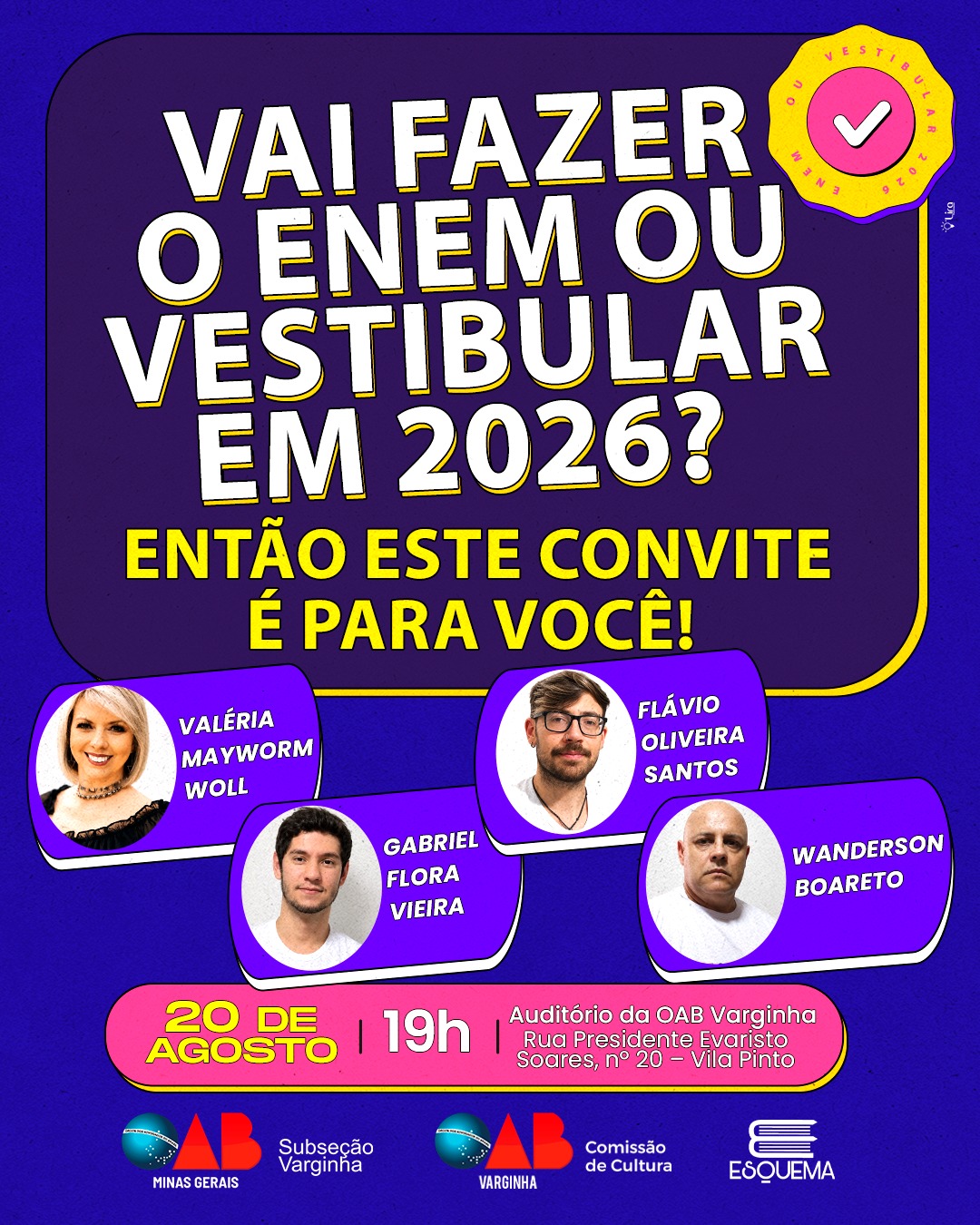 Vai fazer o ENEM ou vestibular em 2026? Então este convite é para você!