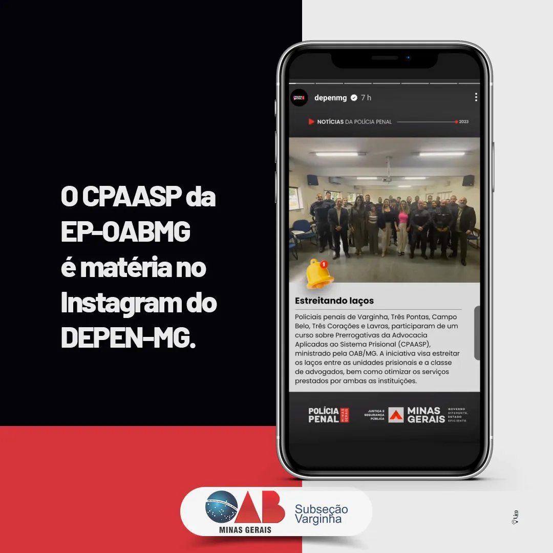 Curso realizado em Varginha é notícia no Instagram DEPEN-MG