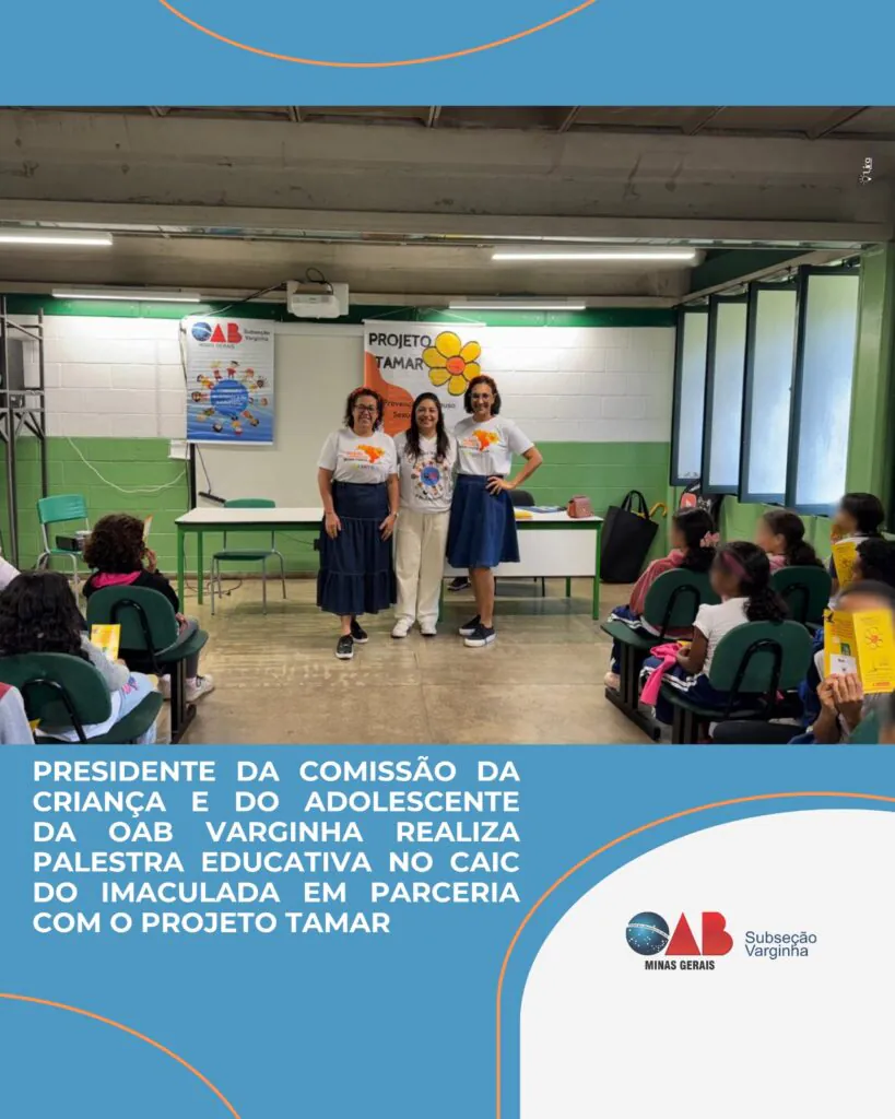 Presidente da Comissão da Criança e do Adolescente da OAB Varginha realiza palestra educativa no CAIC do Imaculada em parceria com o Projeto Tamar
