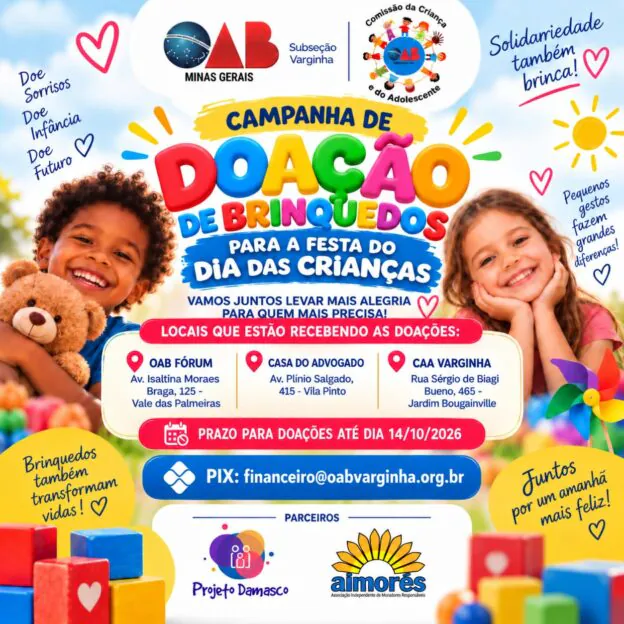 Campanha para arrecadação de brinquedos. Participe!